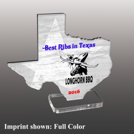 Medium Texas Shaped Full Color Acrylic Award with Logo