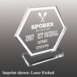 Small Hexagon Shaped Etched Acrylic Award with Logo