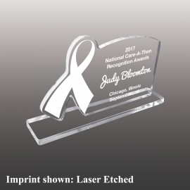 Large Awareness Ribbon Etched Acrylic Award with Logo