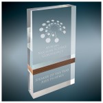 4" x 7" - Walnut Banded Acrylic Awards - Laser Engraved - USA-Made with Logo