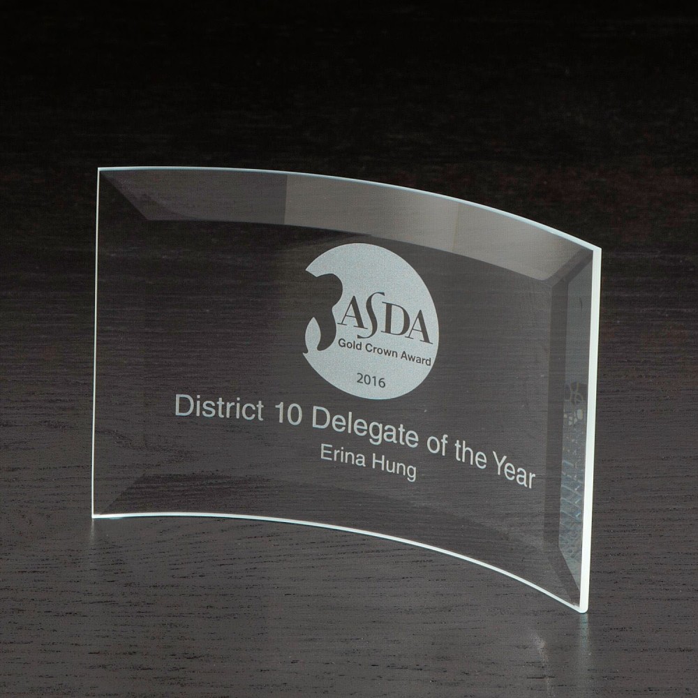 Crescent Small Glass Award with Logo Crescent Small Glass Award with Logo