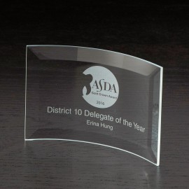 Crescent Small Glass Award with Logo