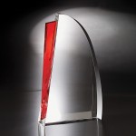 Custom Etched 9" Destiny Crystal Award w/Red Accent