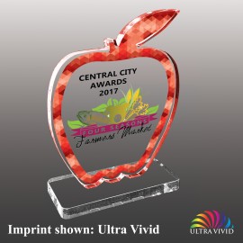 Large Apple Shaped Ultra Vivid Acrylic Award with Logo