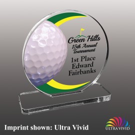 Large Golf Themed Ultra Vivid Acrylic Award with Logo  Large Golf Themed Ultra Vivid Acrylic Award with Logo
