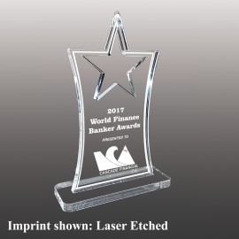 Medium Hollow Star Topped Etched Acrylic Award with Logo