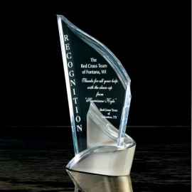 Pirouette Award - Acrylic/Satin Nickel 12" with Logo  Pirouette Award - Acrylic/Satin Nickel 12" with Logo