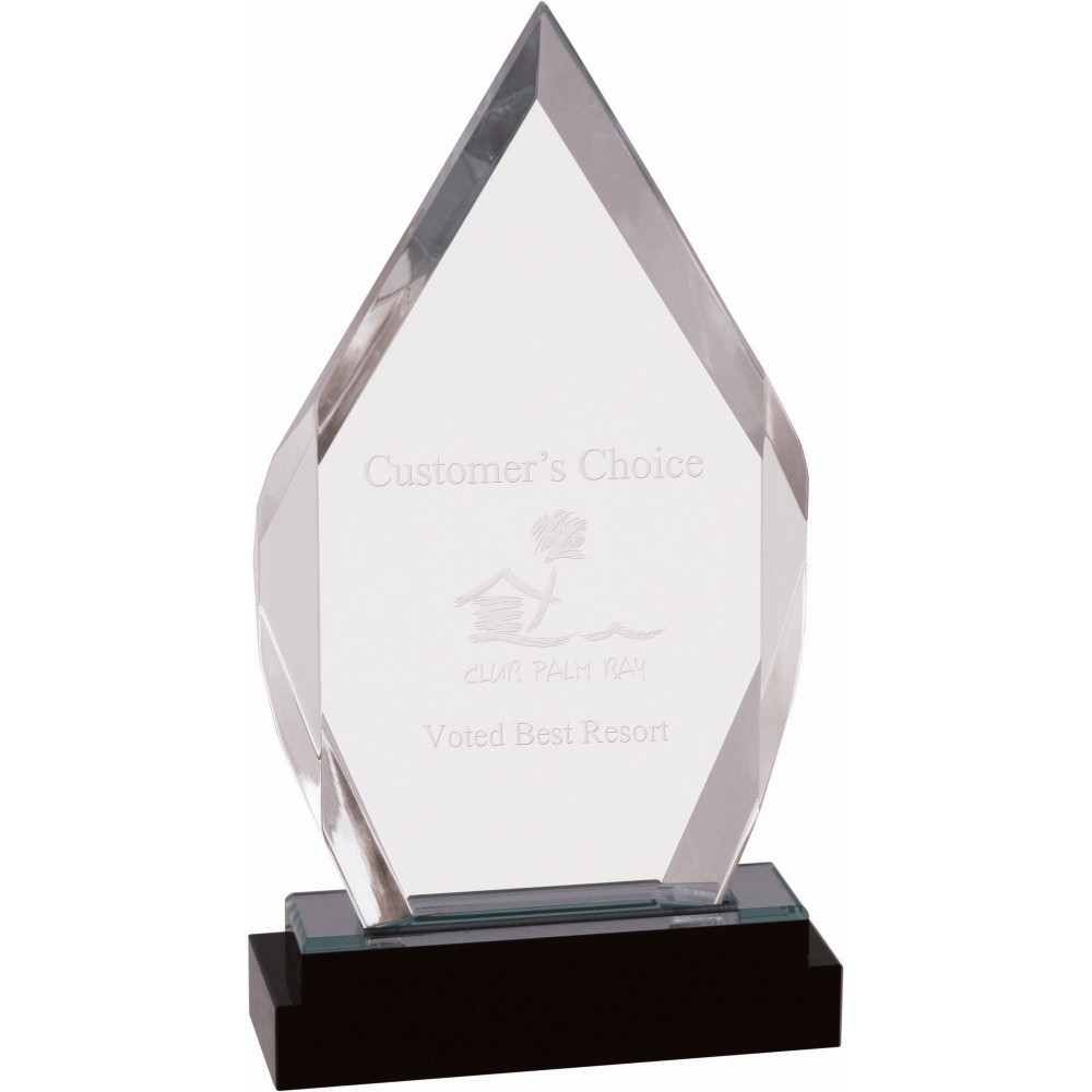 Logo Imprinted 9" Silver Fusion Diamond Impress Acrylic with Black Glass Base Logo Imprinted 9" Silver Fusion Diamond Impress Acrylic with Black Glass Base