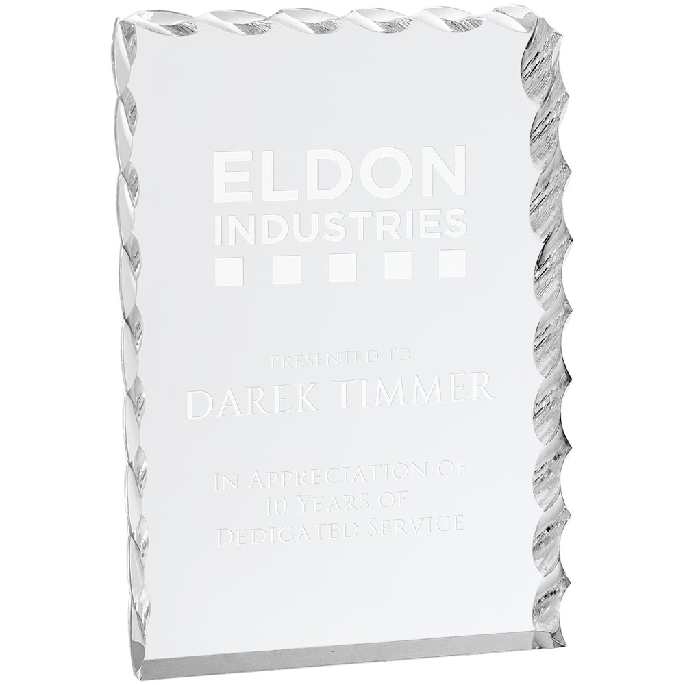 Custom Etched 5" x 7" Silver Wave Edge Acrylic Custom Etched 5" x 7" Silver Wave Edge Acrylic