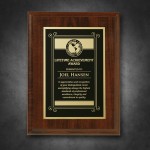 Econo Cherry Plaque 6" x 8" with Lasered Plate with Logo