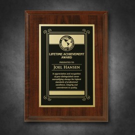 Custom Econo Cherry Plaque 6" x 8" with Lasered Plate  Custom Econo Cherry Plaque 6" x 8" with Lasered Plate