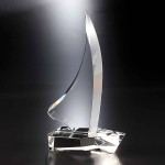 Laser-etched 9" Sail Boat Crystal Award