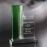 Laser-etched 10" Green Infinity Crystal Award