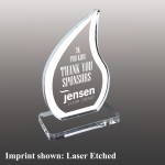 Large Teardrop Shaped Etched Acrylic Award with Logo