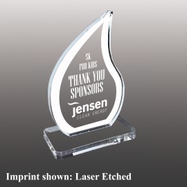 Large Teardrop Shaped Etched Acrylic Award with Logo  Large Teardrop Shaped Etched Acrylic Award with Logo