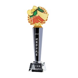 Promotional Custom Badminton Trophy Crystal Award With Base
