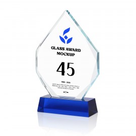 Crystal Diamond Award With Blue Base with Logo