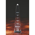 10" Crystal Grooved Obelisk Award with Logo