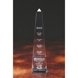 10" Crystal Grooved Obelisk Award with Logo