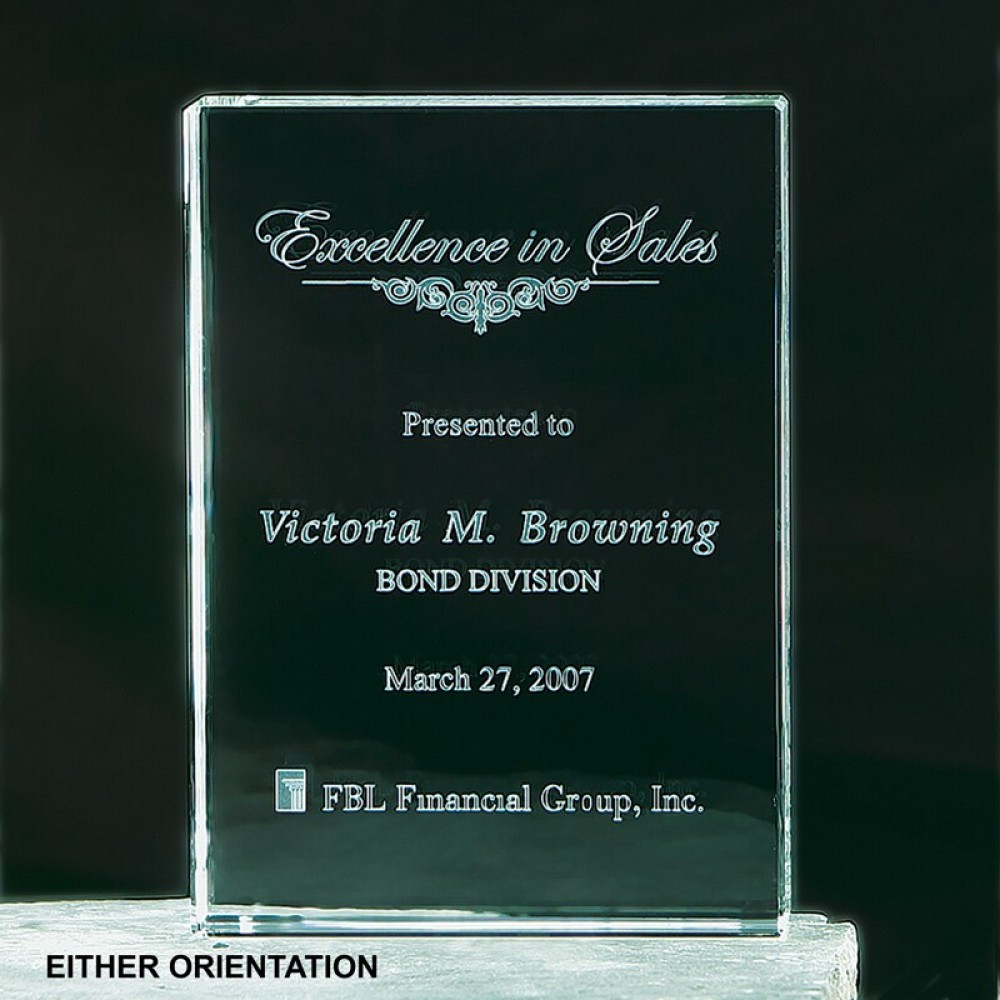 Large Square Crystal Block Logo Imprinted