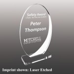 Medium Vertical Oval Shaped Etched Acrylic Award with Logo