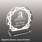 Small Circle Shaped Etched Acrylic Award with Logo