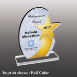Large Oval w/Star Shaped Full Color Acrylic Award with Logo