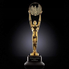 Champion Award (L) - Gold/Ebony Base 14" with Logo