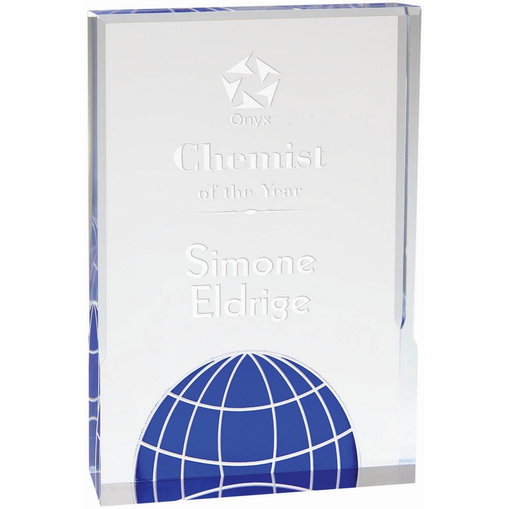 Logo Imprinted 6" x 8" Blue Globe Acrylic Logo Imprinted 6" x 8" Blue Globe Acrylic
