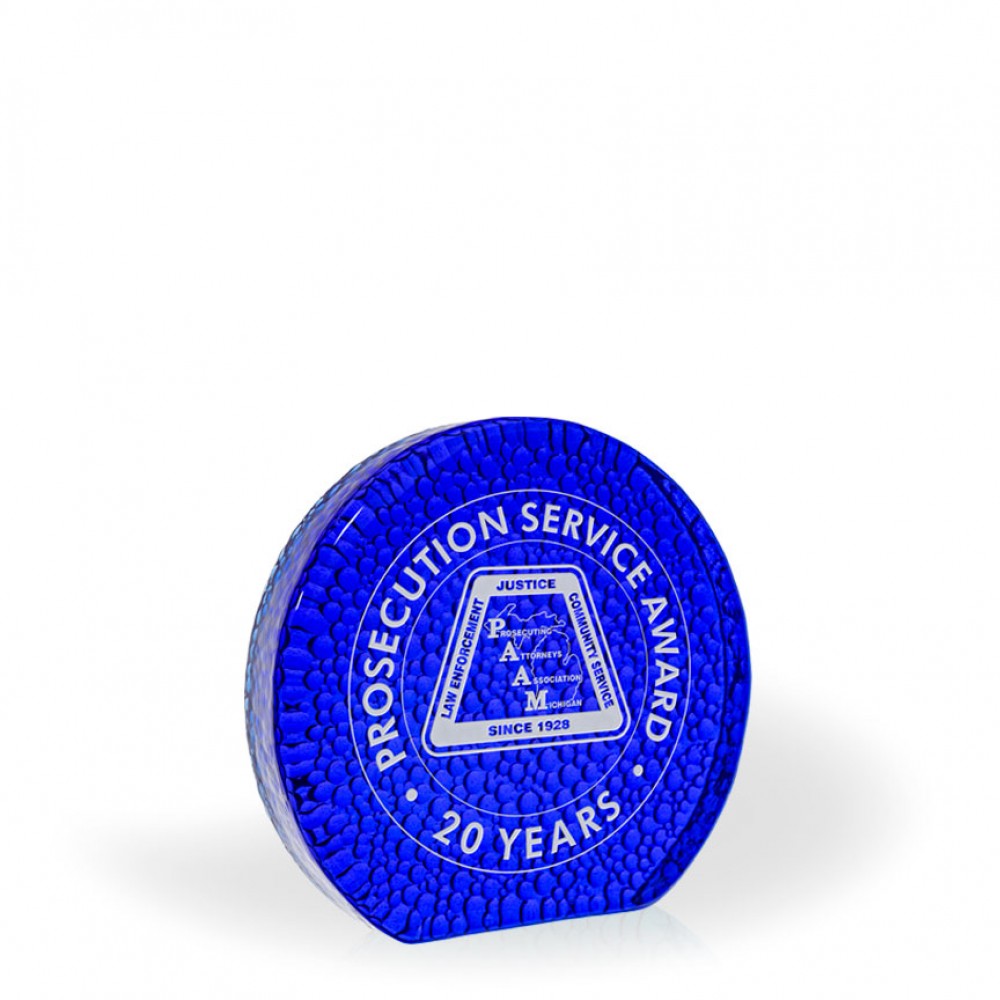 Sulu Raindrop Cobalt Recycled Glass Award, 5.25" with Logo