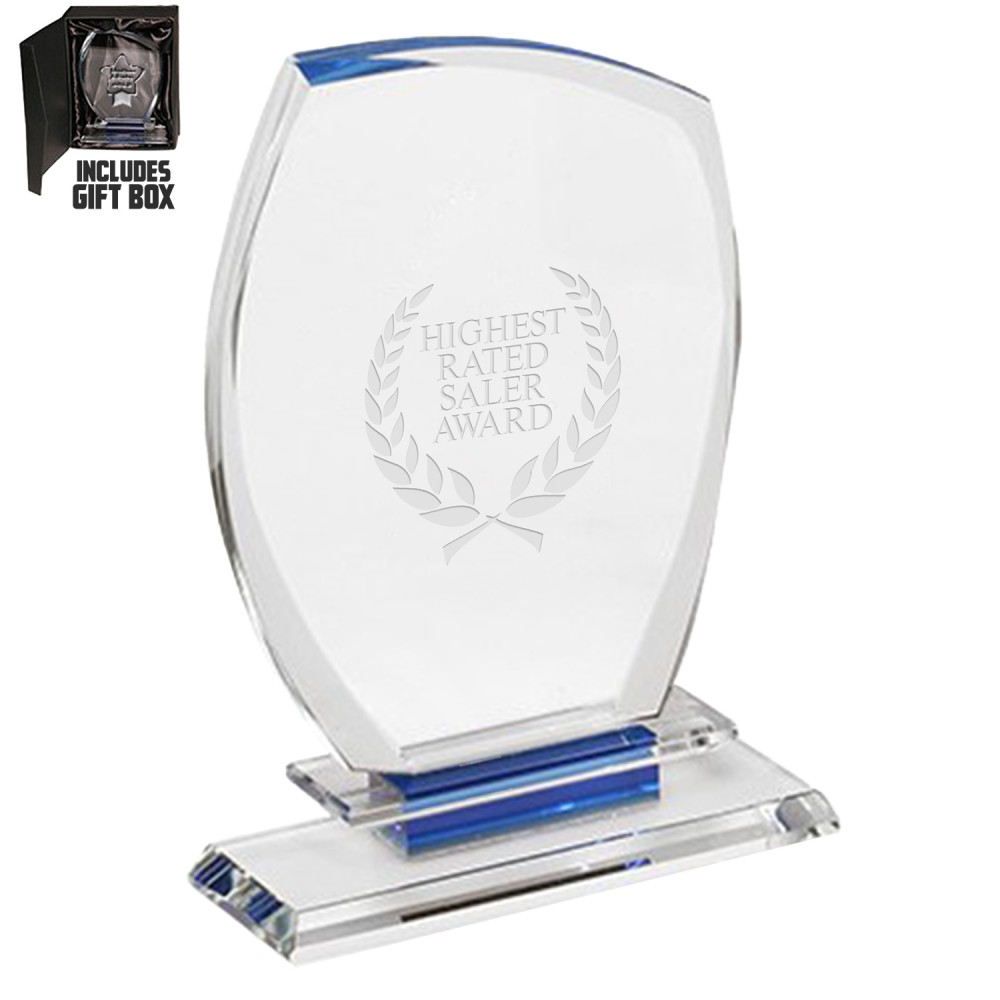Customized Blue Accent Crystal Glass Awards Customized Blue Accent Crystal Glass Awards