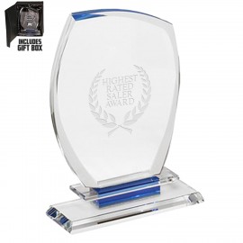 Customized Blue Accent Crystal Glass Awards