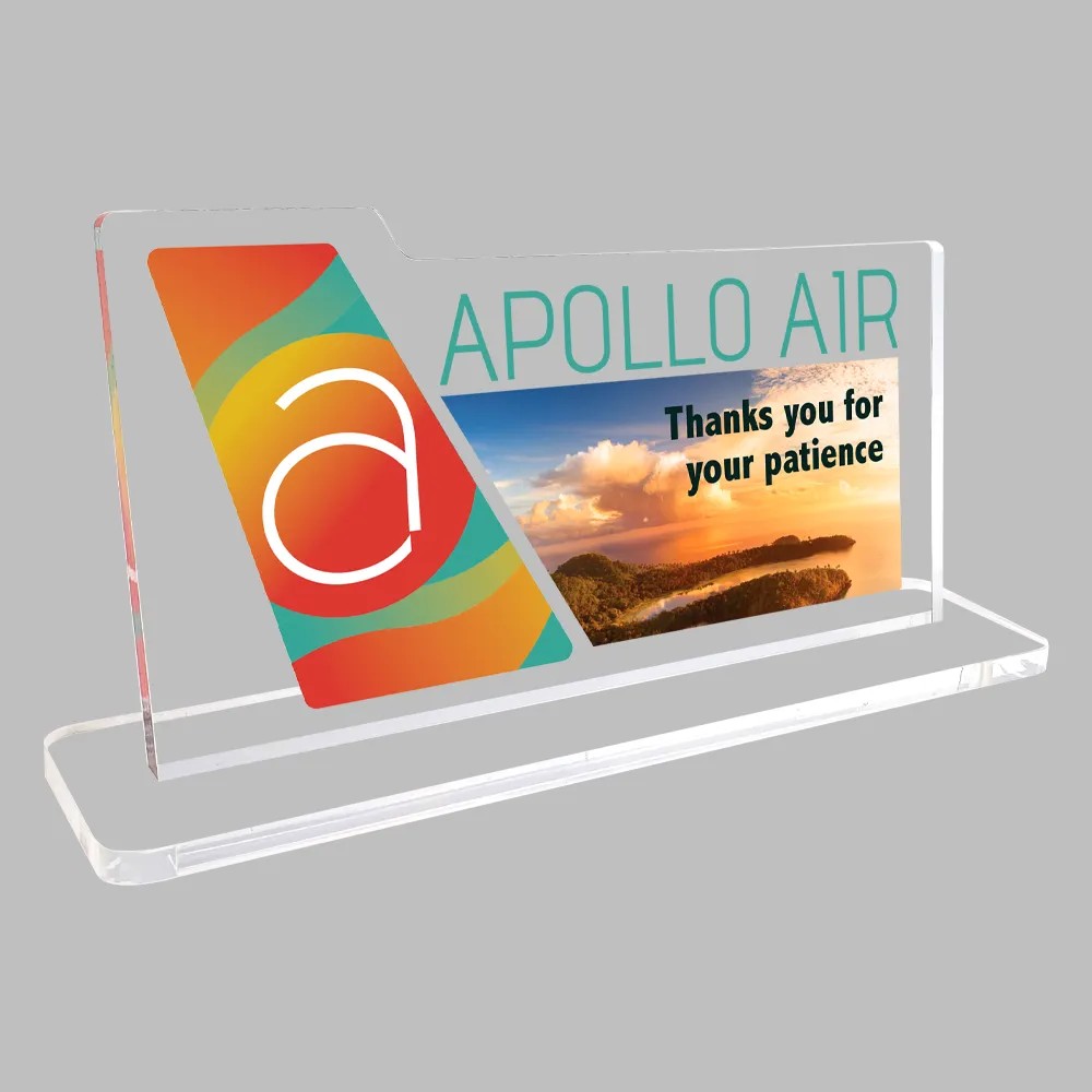 Personalized Clear Desk Plaque- Full color- with slotted base