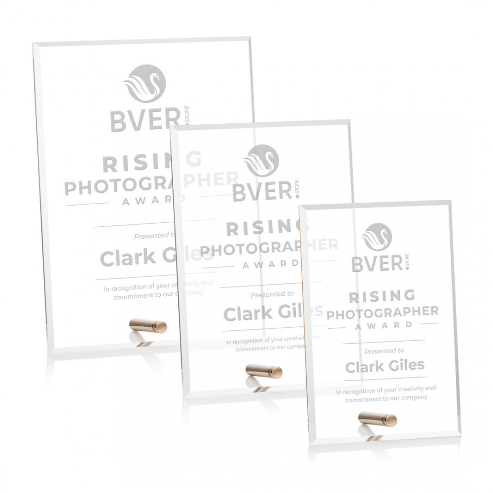 Polaris Rectangle (V) Award - Gold with Logo