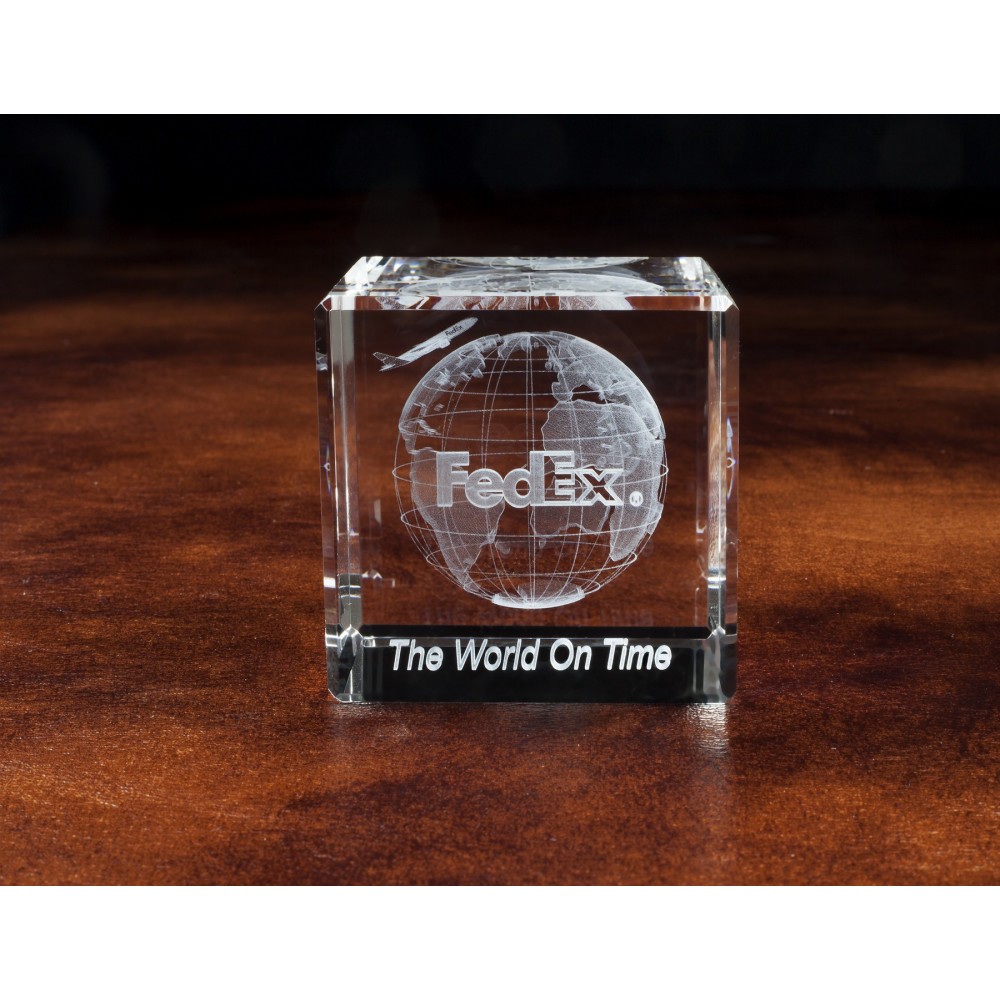 Logo Branded Standard Crystal Cube Award (2 3/8"x2 3/8"x2 3/8")