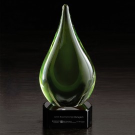 Fusion Art Glass Award w/ Black Base with Logo