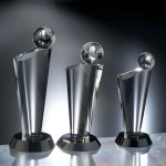 9" Equator Crystal Globe Award with Logo