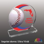 Large Baseball Themed Ultra Vivid Acrylic Award with Logo