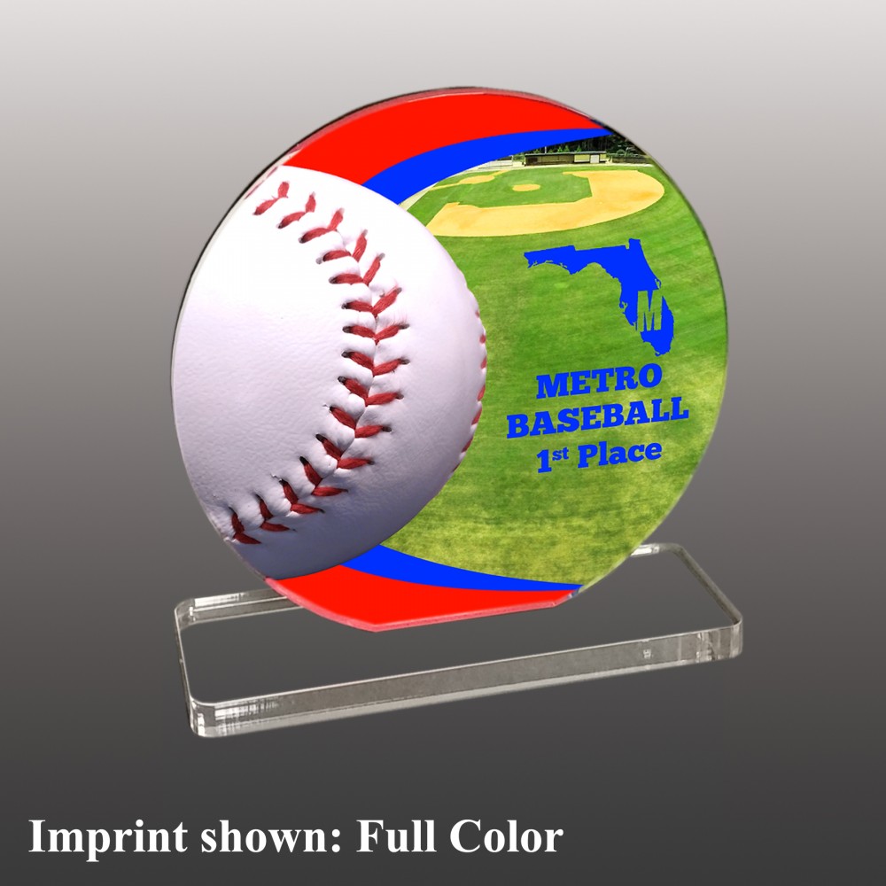 Custom Small Baseball Themed Full Color Acrylic Award