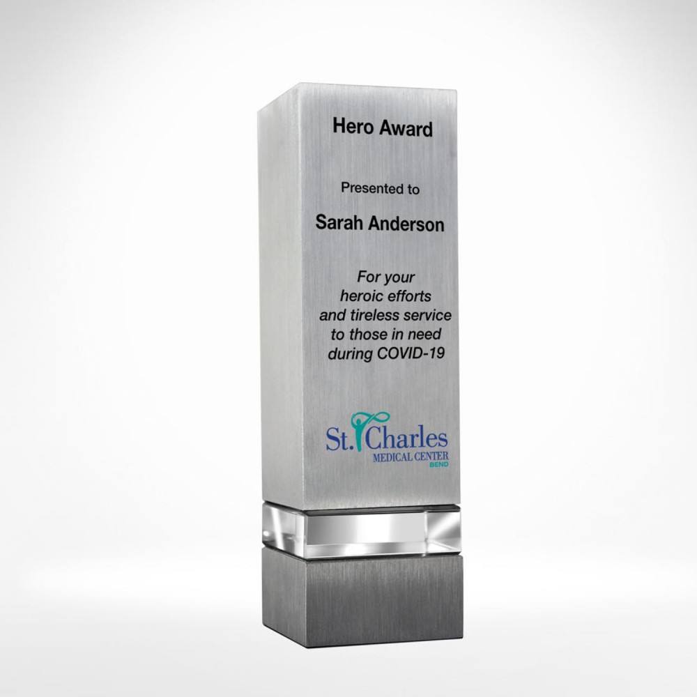 Silver Crystal Award - Ansley with Logo Silver Crystal Award - Ansley with Logo