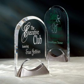 Logo Branded Keystone Award - Acrylic/Satin Nickel 11"