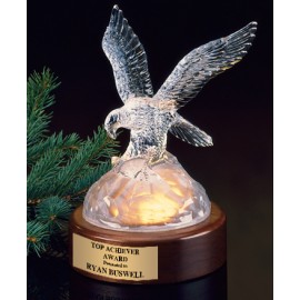 Crystal Eagle on Lighted Base (8") Custom Etched