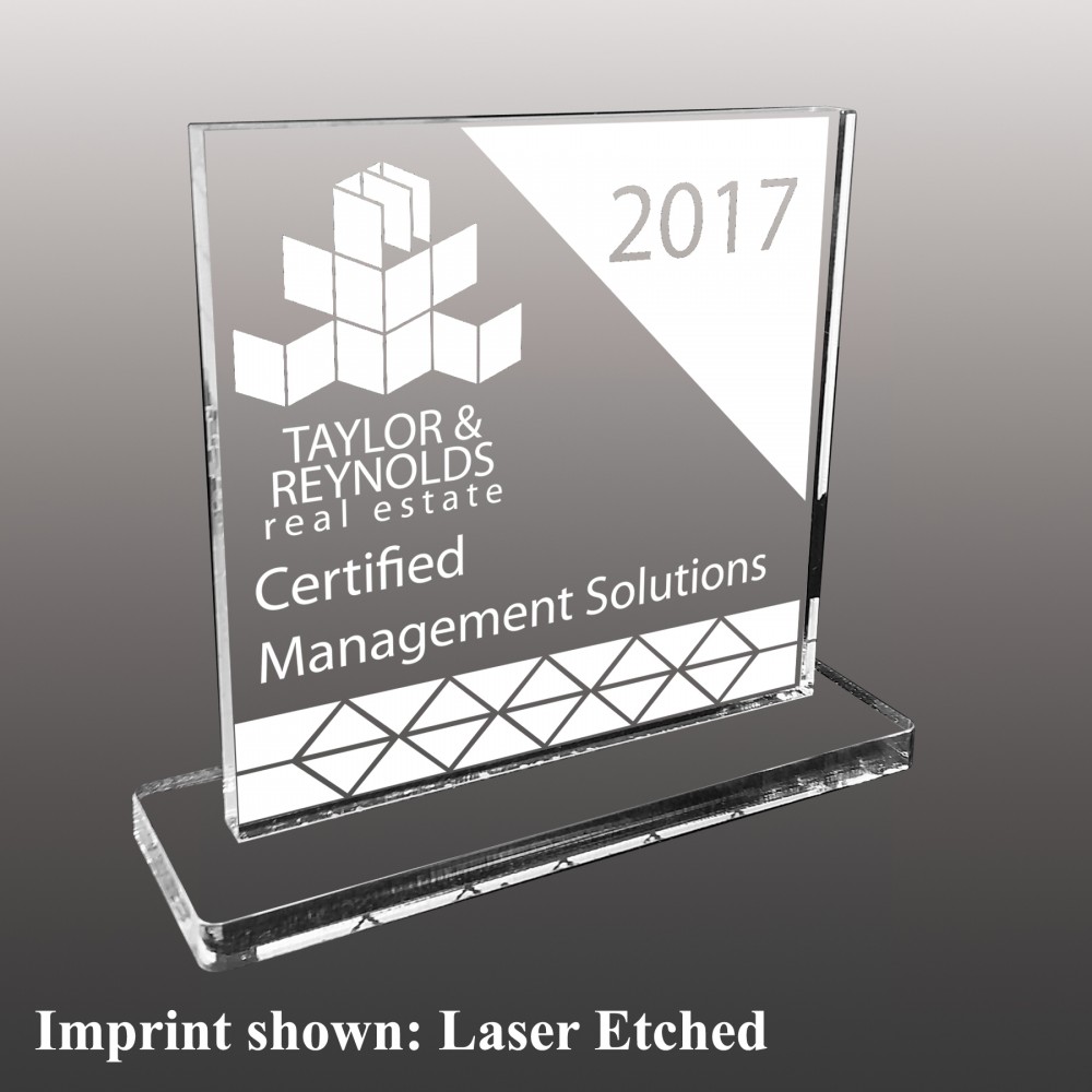 Logo Branded Small Square Shaped Etched Acrylic Award