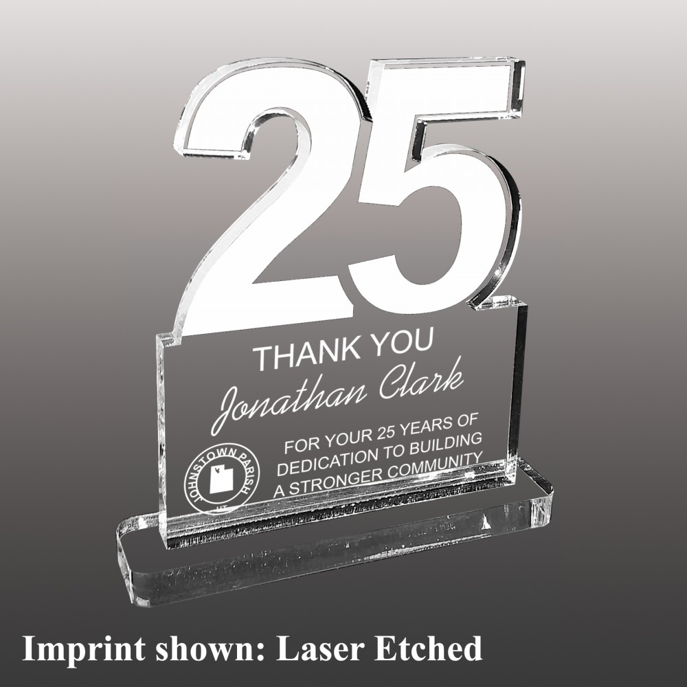 Personalized Small 25 Shaped Etched Acrylic Award