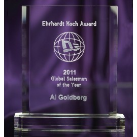 Crystal Plaque Award (5"x7"x1/2") with Logo