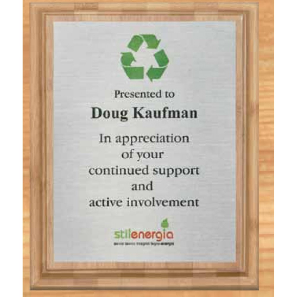 Bamboo Plaque w/Aluminum Sublimated Plate (9"x12") with Logo