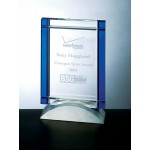 Blue Deco Award - Optic Crystal Custom Etched