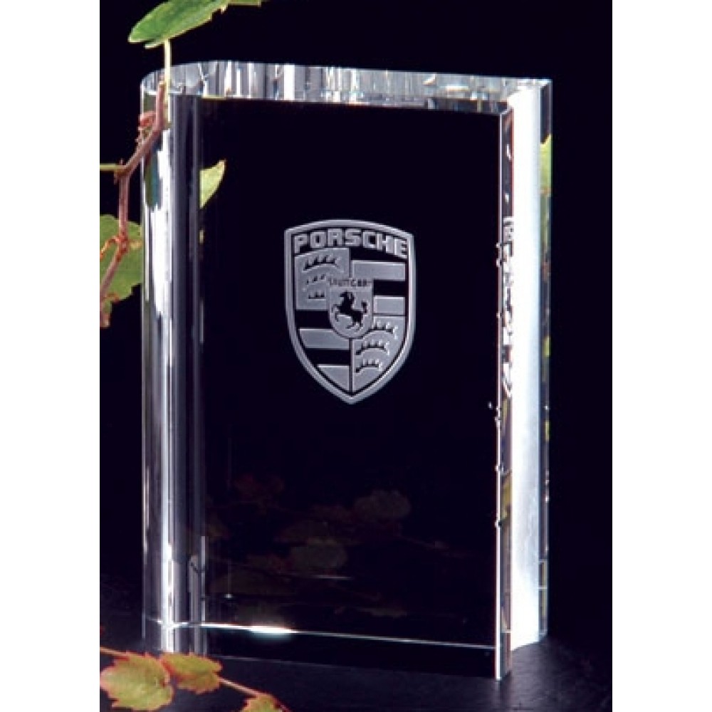 5 3/4" Crystal Book Award with Logo