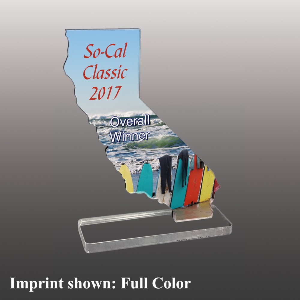 Small California Shaped Full Color Acrylic Award with Logo Small California Shaped Full Color Acrylic Award with Logo