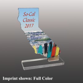 Small California Shaped Full Color Acrylic Award with Logo  Small California Shaped Full Color Acrylic Award with Logo